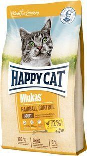 Сухой корм Happy Cat Minkas Hairball Control 10 кг для для выведения комков шерсти у кошек, с птицей 70411 фото