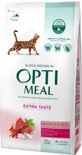 Сухий корм Optimeal для дорослих котів, з телятиною, 1.5 кг B1800501 фото
