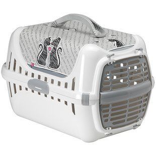 Moderna Trendy Runner Cats In Love переноска для котов c пластиковой дверцей, белый 50х32х34,5 см T150026CL фото