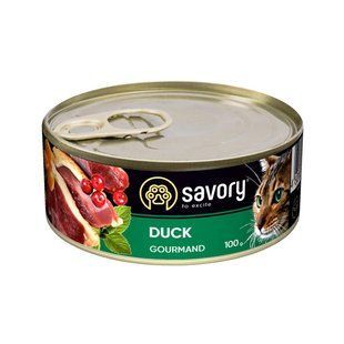 Вологий корм Savory для дорослих вибагливих котів, з качкою, 100 г 30600 фото