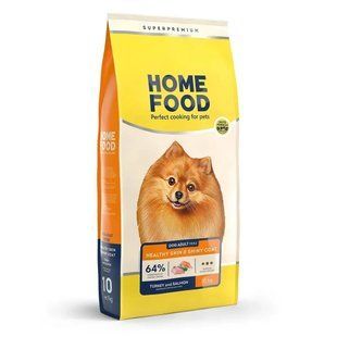 Сухой корм для взрослых собак индейка и лосось Home Food dog Adult Mini здоровая кожа и блеск шерсти 10 кг 4820235020378 фото