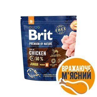 Сухой корм Brit Premium Dog Junior M для щенков и юниоров средних пород, с курицей, 1 кг 170812/6314 фото