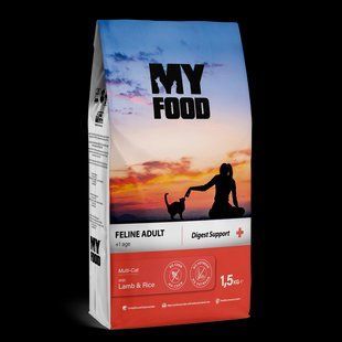 Сухий Корм Myfood Суперпреміум для дорослих котів з Ягням та Рисом 1,5кг 800868 фото