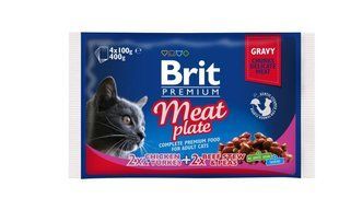 Вологий корм Brit Premium Cat Meat Plate 4шт х 100г для кішок м'ясна тарілка набір 100277 /506262 фото