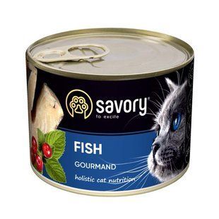 Вологий корм Savory для для дорослих вибагливих котів, з рибою, 200 г 30648 фото
